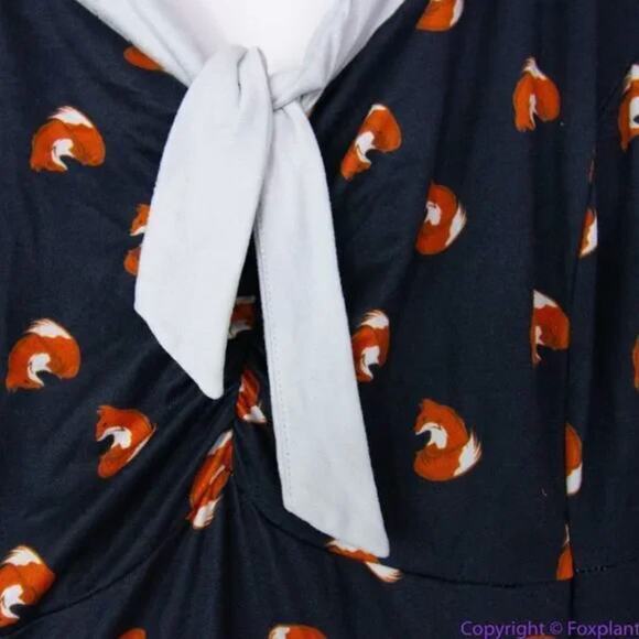 Unique Vintage Gwynnie Bee Black Fox Print Fit And Flare Dress, 0X - Picture 10 of 15